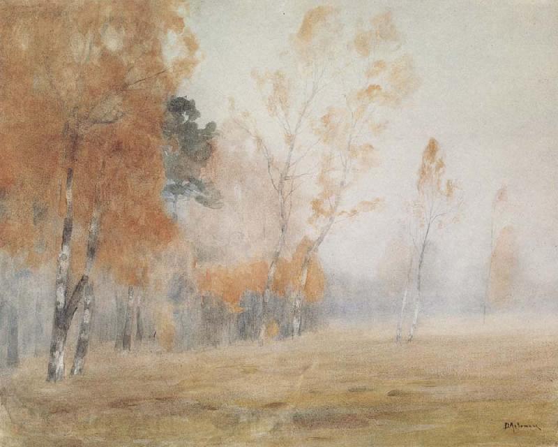 Levitan, Isaak Fog Autumn Norge oil painting art